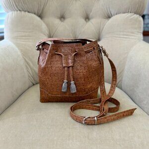 VTG Auth GLEN MILLER for ANN TURK Embossed Woven Leather MINI Bucket Bag